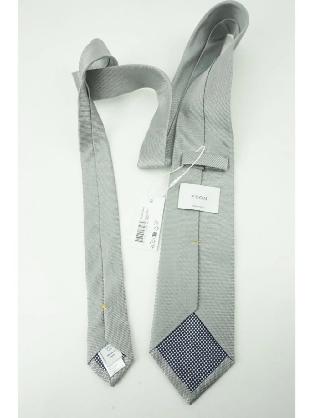 Eton Solid Cloud Gray Basketweave 100% Silk Tie Brand New With Tags